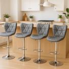 Kit 4 Banquetas Cadeiras Altas Com Encosto Alto Estofado Para Cozinha Americana Balcão Bancada Bar Pub Bistrô Ilha Com Altura Regulável Giratória