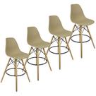 Kit 4 Banquetas Charles Eames Eiffel Wood Design Base Fixa Madeira