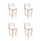 Kit 4 Banquetas EMPILHÁVEL Cobre alta assento branco - Poltronas do Sul