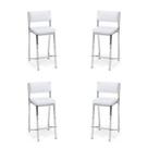 Kit 4 Banquetas EMPILHÁVEL cromada Altura 65cm assento e encosto branco - Poltronas do Sul Kit 4 Banquetas EMPILHÁVEL cromada Altura 65cm assento e encosto branco - Poltronas do Sul
