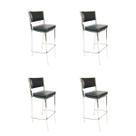 Kit 4 Banquetas EMPILHÁVEL cromada Altura 65cm assento e encosto preto Kit 4 Banquetas EMPILHÁVEL cromada Altura 65cm assento e encosto preto