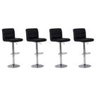 Kit 4 Banquetas Estofada Gomos Preta Base Giratória Cromada Altura Regulável Cozinha Bar Bancada