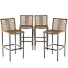 Kit 4 Banquetas Havaí em Corda Sintética Artesanal para Bar, Balcão, Área Gourmet - Teca Estonado Kit 4 Banquetas Havaí em Corda Sintética Artesanal para Bar, Balcão, Área Gourmet - Teca Estonado