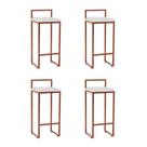 Kit 4 Banquetas Industrial Premium Alta Bar Cozinha Bistrô em Aço Dori Cobre Assento Suede Branco Kit 4 Banquetas Industrial Premium Alta Bar Cozinha Bistrô em Aço Dori Cobre Assento Suede Branco