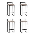 Kit 4 Banquetas Industrial Premium Alta Bar Cozinha Bistrô em Aço Dori Preta Assento Suede Bege Kit 4 Banquetas Industrial Premium Alta Bar Cozinha Bistrô em Aço Dori Preta Assento Suede Bege