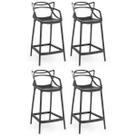 Kit 4 Banquetas Média Allegra 66cm Design Cozinha/Bancada - Preto