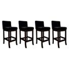 Kit 4 Banquetas Média de Madeira Maciça Capuccino Melody Suede Preto