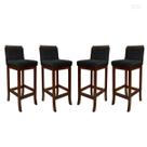 Kit 4 Banquetas Média de Madeira Maciça Nice com Encosto Matelassê Suede Preto CCS Kit 4 Banquetas Média de Madeira Maciça Nice com Encosto Matelassê Suede Preto CCS