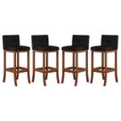 Kit 4 Banquetas Média Encosto Estofado 38x90Cm Espanha Madeira Maciça Castanho Suede Preto CCS
