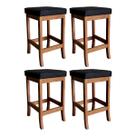 Kit 4 Banquetas Média Estofada Barcelona 64 Cm Madeira Maciça Suede Preto CCS Kit 4 Banquetas Média Estofada Barcelona 64 Cm Madeira Maciça Suede Preto CCS