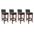 Kit 4 Banquetas Média Estofada em Madeira Maciça Castanho Melody Suede Cinza