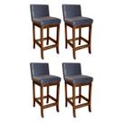 Kit 4 Banquetas Média Estofada para Cozinha Americana Espanha Madeira Maciça Castanho Suede Cinza CCS