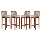 Kit 4 Banquetas Média para Bancada Ilha 38x92 Cm Líbia Madeira Maciça Suede Bege CCS