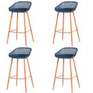 Kit 4 Banquetas Mônaco Clarice Alta Fratini 96 cm (altura) em Polipropileno Azul Marinho Base em Aço Kit 4 Banquetas Mônaco Clarice Alta Fratini 96 cm (altura) em Polipropileno Azul Marinho Base em Aço
