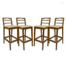 Kit 4 Banquetas para Balcão Estofada Alta Grécia de Madeira Amêndoa Linho Bege CCS Kit 4 Banquetas para Balcão Estofada Alta Grécia de Madeira Amêndoa Linho Bege CCS