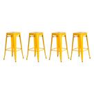 Kit 4 Banquetas Tolix Iron Design Industrial Amarela 76 cm Aço Cozinha Bar Bistrô Bancada