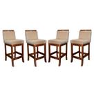 Kit 4 Banquetas Turim Assento 60 Cm Madeira Castanho Suede