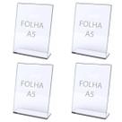 Kit 4 Base Folha Expositor Acrilico Famanho A6 Porta Retrato Foto Folheto Display loja qr code PIX lembrete