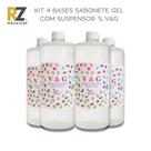 Kit 4 Bases Sabonete Gel c/ Suspensor VG 1 Litro Geleia de Banho Sabonete c/ Glitter e Esfoliante
