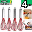 Kit 4 Batedor de Silicone Claras de Ovos Massas e Bolos Fouet Utensílio de Silicone Para Cozinha