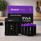 Kit 4 Baterias 9V Recarregável + Carregador Rápido Bivolt 408261012-4-9V Avant Use