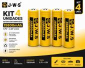 Kit 4 Baterias Super Mega Avançadas 18650 4,2V 15800mAh JWS até 11 Horas Com Chip