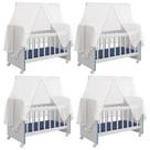 Kit 4 Berços Para Boneca Brinquedo Infantil Branco Azul