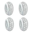 Kit 4 Berloques Separadores com Zircônia Cristal Prata 925