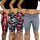 Kit 4 Bermudas Femininas Justas Elástico Estampas Sortidas Suplex PP ao Plus Size