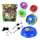 Kit 4 Beyblades Tornado Speed Com 2 Lançadores Arena de Batalha e Acessórios