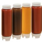 Kit 4 Bisnaga de 1 Litro Graduada Grande com Bico Invertido Estilo FIFO Para Caldas Molhos Ketchup Maionese Mostarda Mel