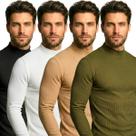 Kit 4 Blusas Cacharrel Masculina Canelada Manga Longa Gola Alta para Frio