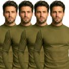 Kit 4 Blusas Cacharrel Masculina Canelada Manga Longa Gola Alta para Frio