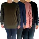 Kit 4 Blusas Femininas Gola Careca M. Longa Soltinhas Punho Cores Sortidas Malha Crepe Pp Plus Size