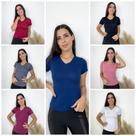 Kit 4 Blusas Femininas Gola V Manga Curta