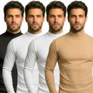 Kit 4 Blusas Gola Alta Cacharrel Masculina Canelada Manga Longa para Frio Inverno
