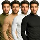 Kit 4 Blusas Gola Alta Cacharrel Masculina Canelada Manga Longa para Frio Inverno