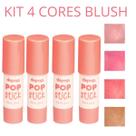 Kit 4 Blush Cremosos Glow Natural Stick Com Manteiga De Karité E Alta Pigmentação