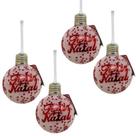 Kit 4 Bolas De Feliz Natal Led 8cm Enfeite Pendente Árvore