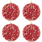 Kit 4 Bolas De Natal 8cm Flocada Enfeite Pendente Árvore