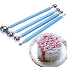 Kit 4 Boleadores Pontas Dupla Metal Inox Artesanato Biscuit AZUL