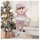 Kit 4 Boneco Pendente Natal Duende Papai Noel Rosa 33cm
