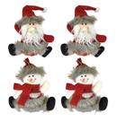 Kit 4 Bonecos Pelúcia Pendente Papai Noel e Boneco de Neve Cinza e Vinho 16cm - Master Christmas