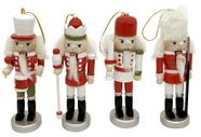 Kit 4 Bonecos Quebra Nozes Guarda Real Madeira Enfeite Natal
