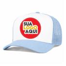 Kit 4 Bonés Personalizados DTF Trucker Redinha Tela Aba Curva Cor:Azul Celeste Frente BrancaTamanho:Único