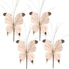 Kit 4 Borboletas Pick Natal Champanhe Full Glitter Luxo 23cm - Magizi