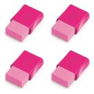 Kit 4 Borrachas Faber Castell Fc Max Rosa neon Com Capa Protetora