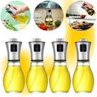 Kit 4 Borrifador Spray de Azeite e Óleo em Vidro 200ml Tampa em Aço Inox Pulverizador Cozinha Vinagre Galheteiro Culinário Prático