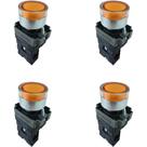Kit 4 botao de impulso iluminado metal bw3561 24vcc/vca amar 1na
