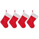 Kit 4 Botas Natalina Tradicional Meia Decoração Natal 43cm Enfeite Luxo